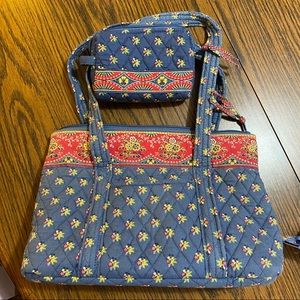 Vera Bradley Betsy Dusty Blue Bag Set Like New